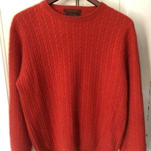 Tasso Elba Orange Cashmere Cableknit Men's Sweater Small